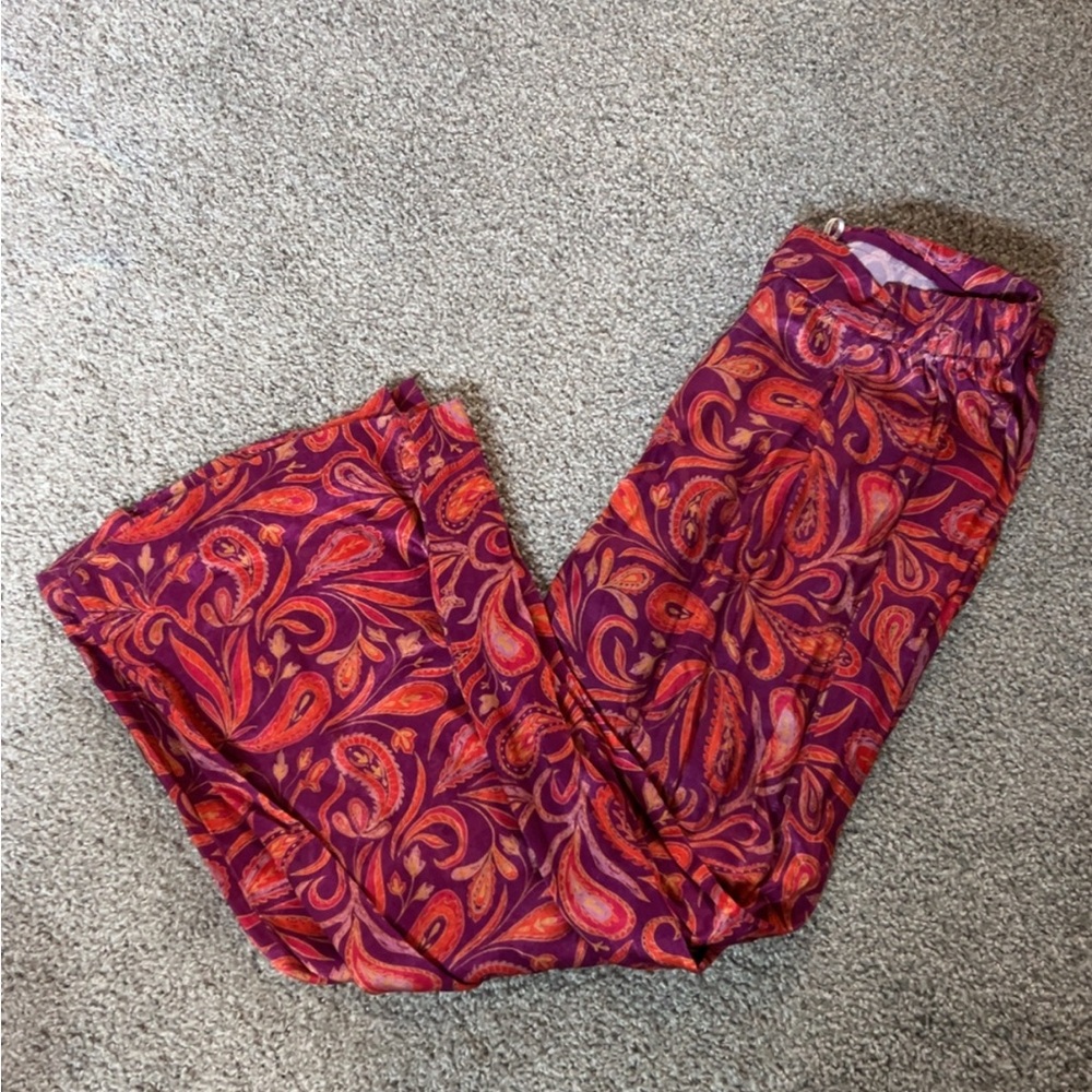Paisley Print Pants in Red and Purple